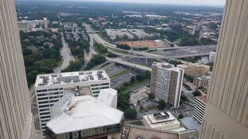 High angle view of buildings in city