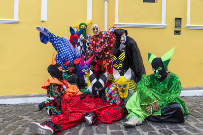 Group of people wearing carnival costume