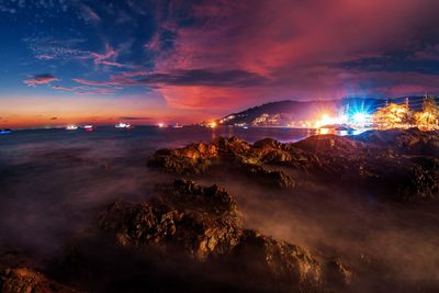 Scenic view of sea during sunset