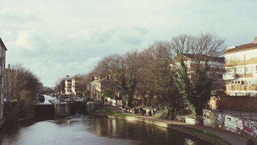 Canal and buildings in city