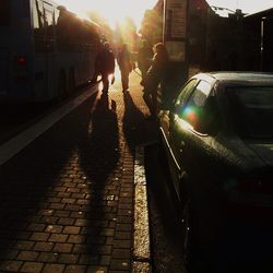 People walking on city street