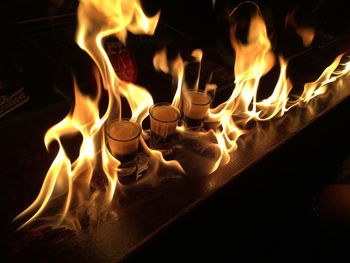 Close-up of bonfire at night