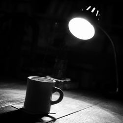 Close-up of coffee cup on table