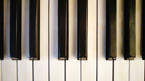 High angle view of piano