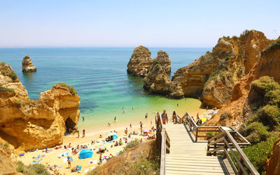 High angle view of people on beach