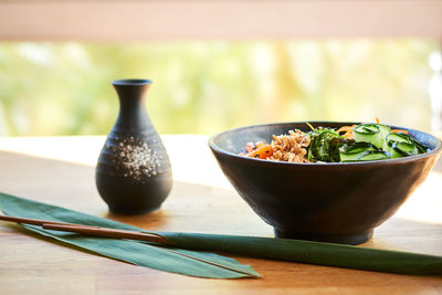 Close-up of juice in bowl on table