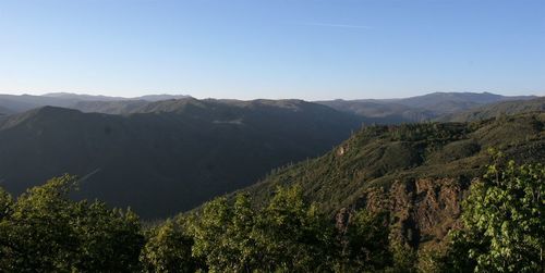 Scenic view of mountains against clear sky