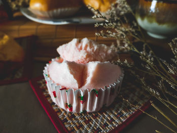 Close-up of cupcakes on table