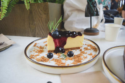 Close-up of breakfast served on table