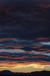 Low angle view of cloudy sky during sunset