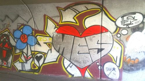 Close-up of graffiti on wall