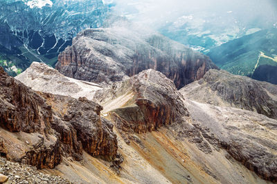 Piz boè mountain peak and ridge, sellaronda unesco dolomite, trentino alto adige, italy