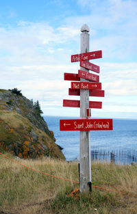 Sign post on the sea