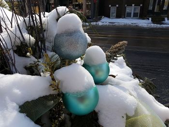 Close-up of snow in water