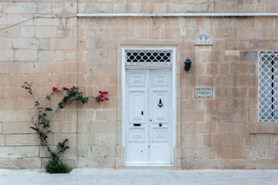 Closed door of building