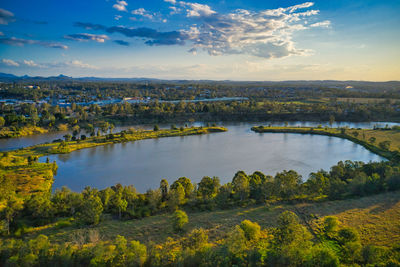 Scenic view of lake against sky