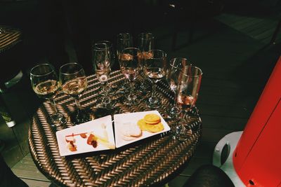 Close-up of drink served on table