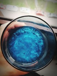 Close-up of blue glass