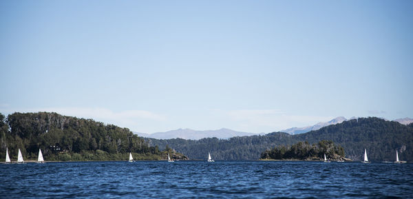 Scenic view of sea against clear sky