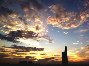 Scenic view of dramatic sky at sunset
