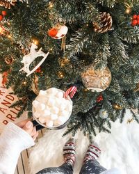 High angle view of christmas tree