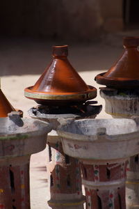 Close-up of outdoor tagine cooking