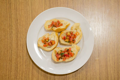 Close-up of food served on table