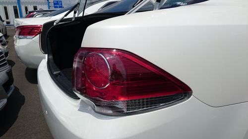 Close-up of red vintage car
