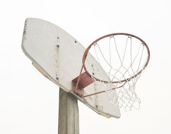 Low angle view of basketball hoop against clear sky