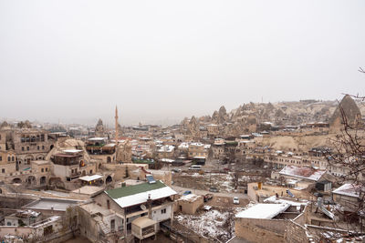 High angle view of townscape against clear sky