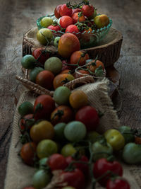 High angle view of fruits on table