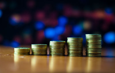 Close-up of coins on table