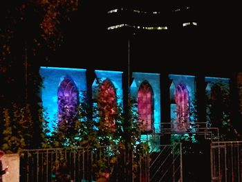 Close-up of illuminated christmas tree at night