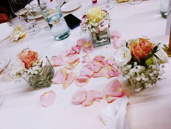 High angle view of food on table