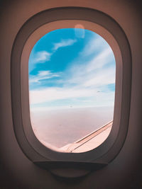 Scenic view of sea seen through airplane window