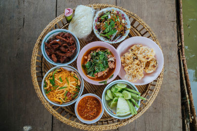 High angle view of food in bowl