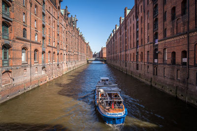 View of canal in city