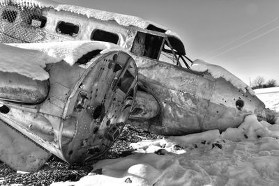 Abandoned truck on snow
