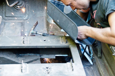 Man working on wood