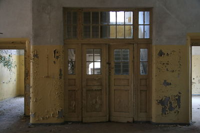 Closed door of building