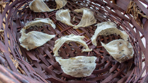 High angle view of ice cream in basket