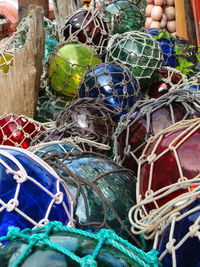 Detail shot of colorful buoys