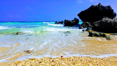 Scenic view of beach against sky