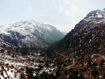 Scenic view of snowcapped mountains