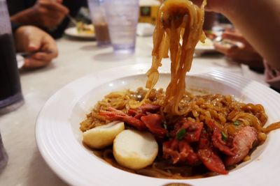 Close-up of meal served in plate