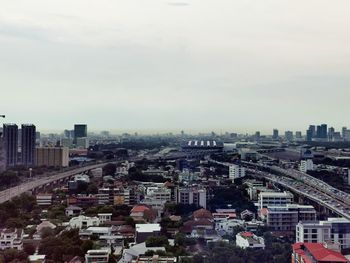 High angle view of buildings in city