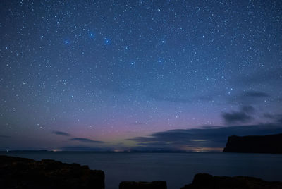 Scenic view of sea against sky at night