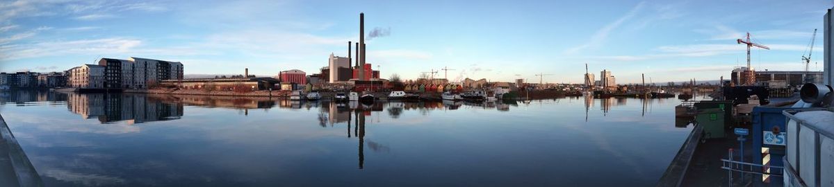 Panoramic view of city at waterfront