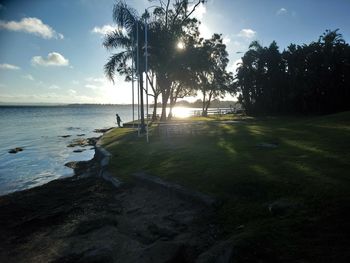 Scenic view of sea against sky during sunset