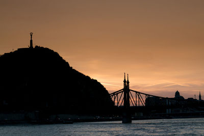 Silhouette of buildings at sunset